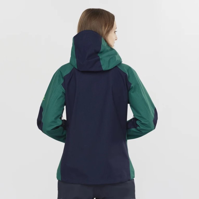 Green / Navy Salomon Outpeak GTX 3L Women's Shell Jackets | IE ML5074